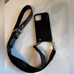 Bandolier Black Phone Case with Gold Hardware